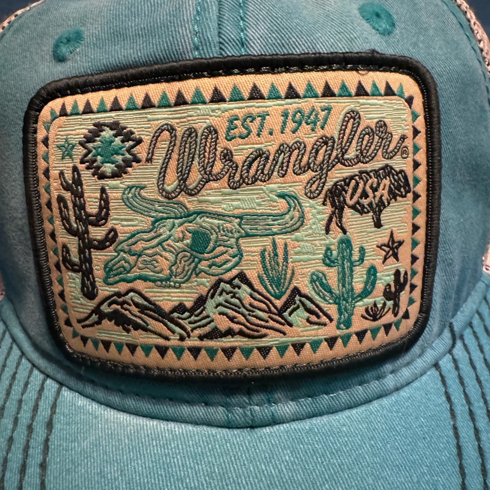 Wrangler Teal Trucker Hat Ladies Fit Adjustable - Picture 3 of 6